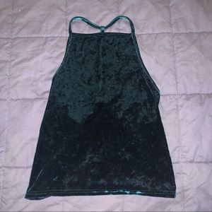 URBAN OUTFITTERS MEDIUM EMERALD GREEN VELVET CROP